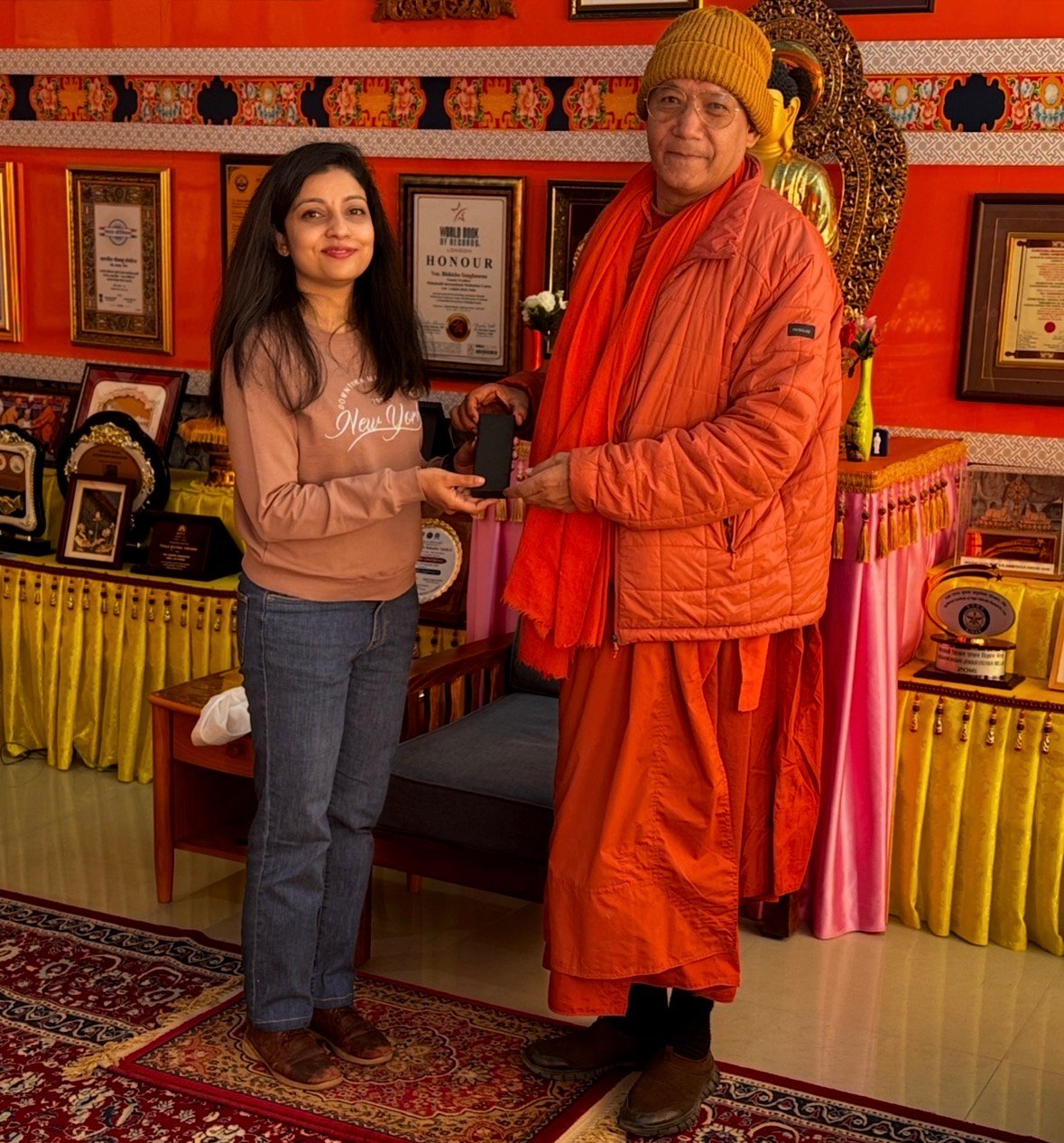 Major Smita Verma receiving a spiritual recognition